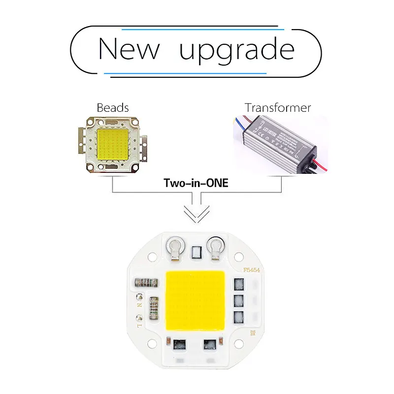 Светодиодный чип COB 20 Вт 30 50 умный IC 220 В светодиодный для DIY прожектор Точечный