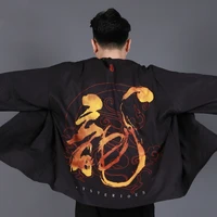 men japan style cardigan kimono shirt jacket male streetwear fashion hip hop casual coat loose kimono tops h9052