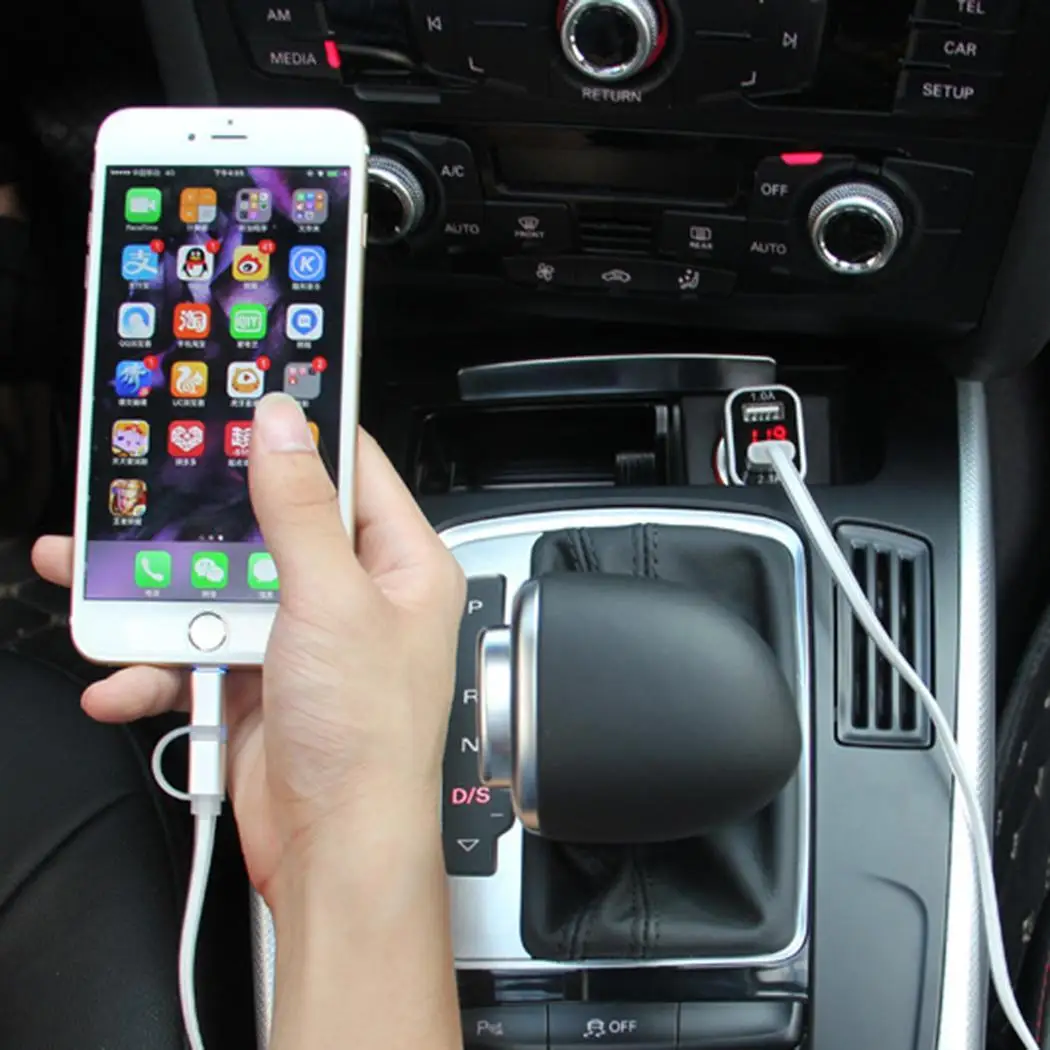 3.1A двойной USB быстрая зарядка автомобильное зарядное устройство LCD стильный