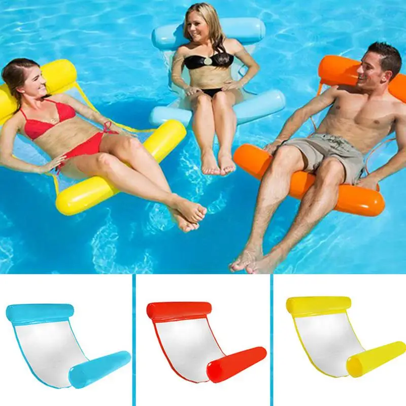 Фото Гамак для бассейна лежак надувные плавучие плоты легкий плавающий стул складной