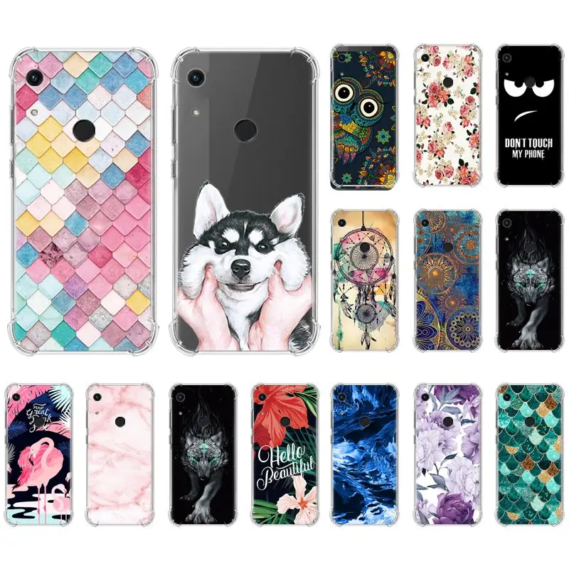 Anti-knock Phone Case For Huawei Y6 2019 / Honor 8A Back Fingerprint Version Colorful Painted With Airbag TPU Cover |