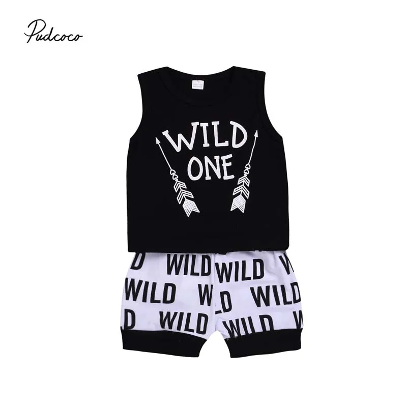 2019 Brand 2pcs Toddler Newborn Baby Boy Clothes Letter Arrow T-shirt Tops+Letter Pants Summer New Clothing Sets Cool 3-24M |