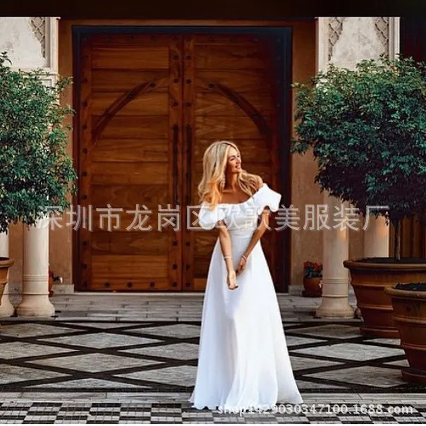 Женское шифоновое платье макси с коротким рукавом в стиле бохо|Женские платья| |