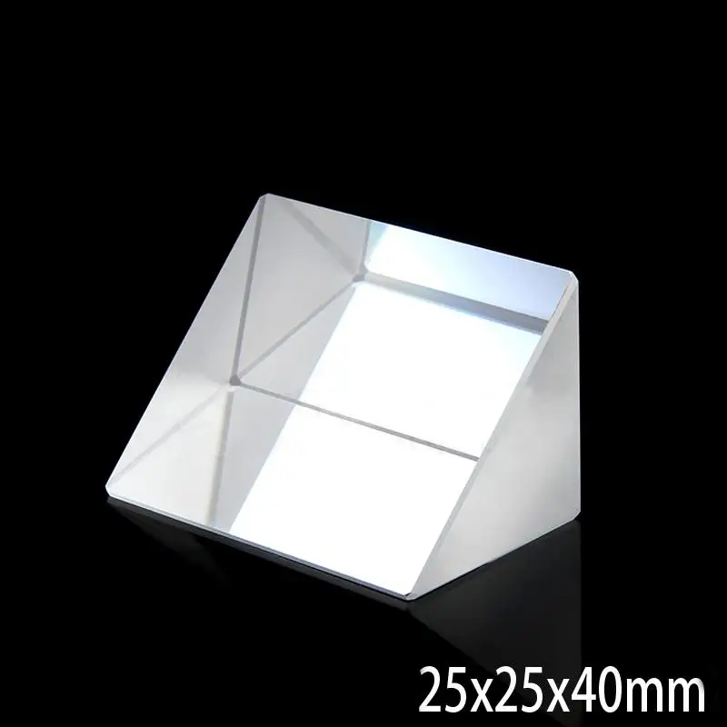 

25x25x40mm Optical Glass Triangular Lsosceles K9 Prism With Reflecting Film
