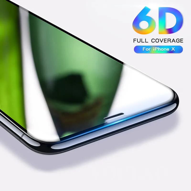 6D полное покрытие из закаленного стекла для iPhone X XS MAX Защитное стекло экрана 5 6 S