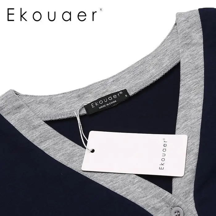 Женский пижамный комплект Ekouaer хлопковый с v образным вырезом и коротким рукавом