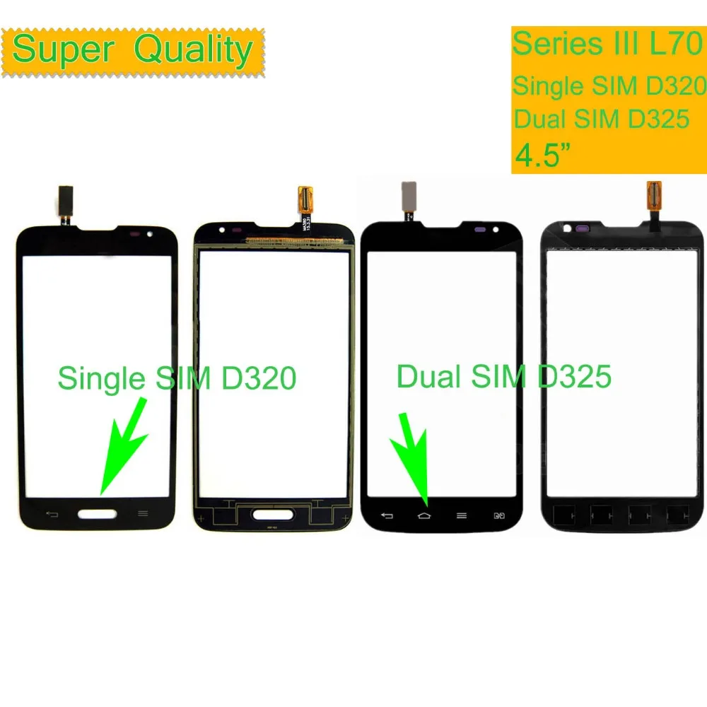 

10Pcs/lot For LG Series III L70 Single SIM D320 Dual SIM D325 Touch Screen Touch Panel Sensor Digitizer Front Glass Touchscreen