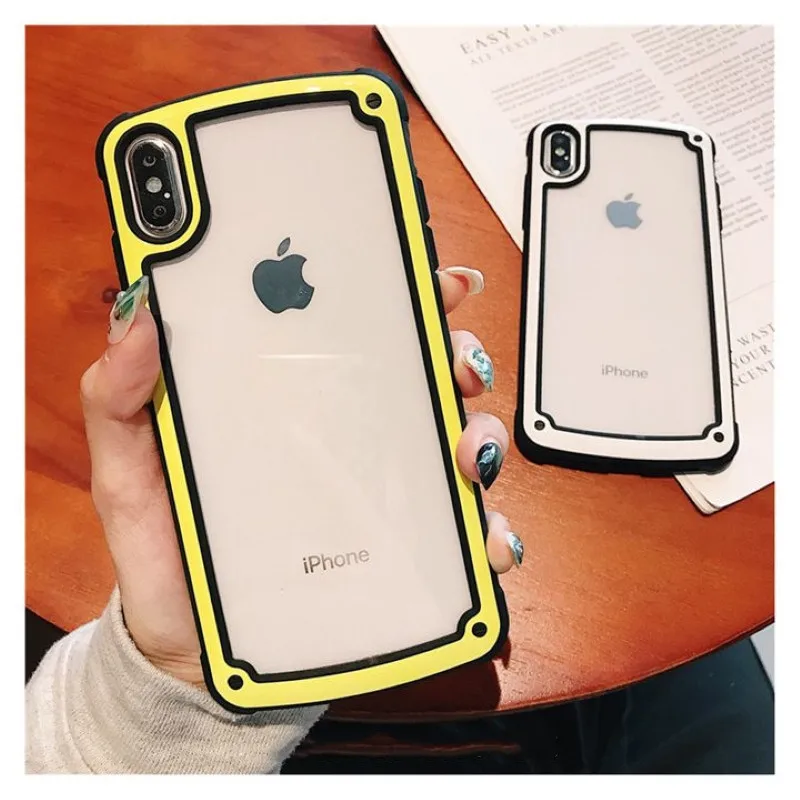 Прозрачный ударопрочный чехол для телефона iphone Xs Max Xr XS 8 7 6 Plus однотонный защитный