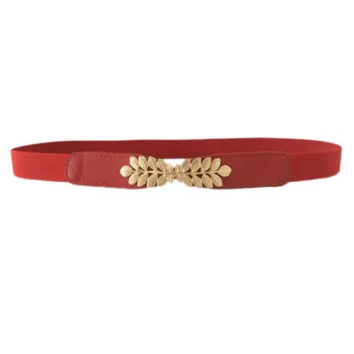 

Women Ladies Elastic Bow Wide/Thin Stretch Wrap Buckle Waistband Waist Belt Band Ladies Fashion Leaf Belt