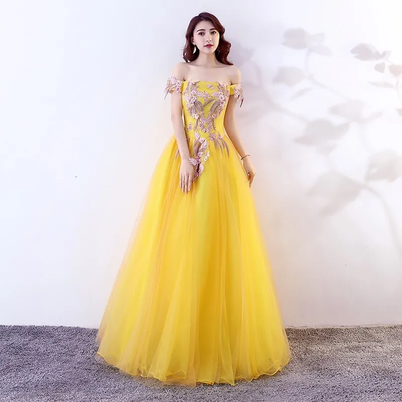 Vestidos De 15 Anos 2019 Дешевое бальное платье с открытыми плечами кружевное желтое