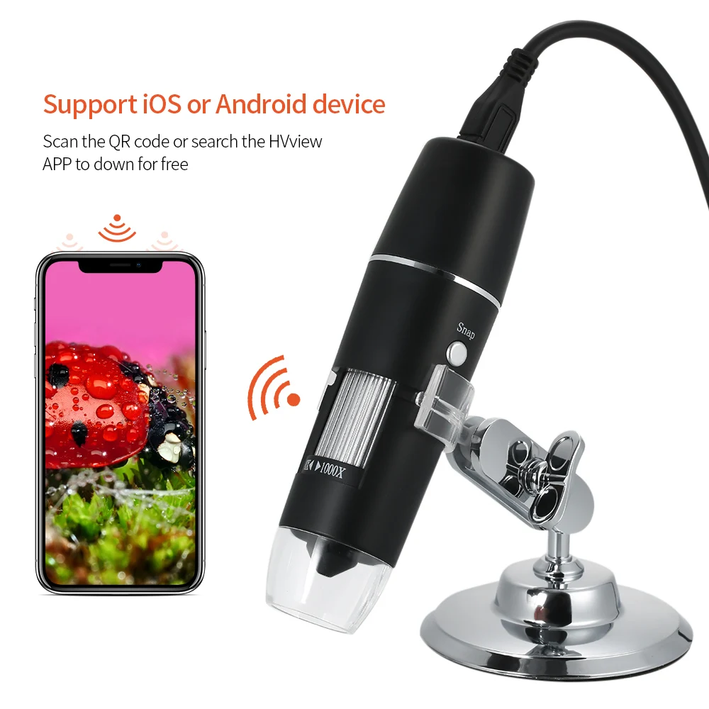 

Meterk 1000X Magnification USB Digital Microscope Stand Magnifier with 8-LED Light Magnifier for iOS/Android Optical Instrument