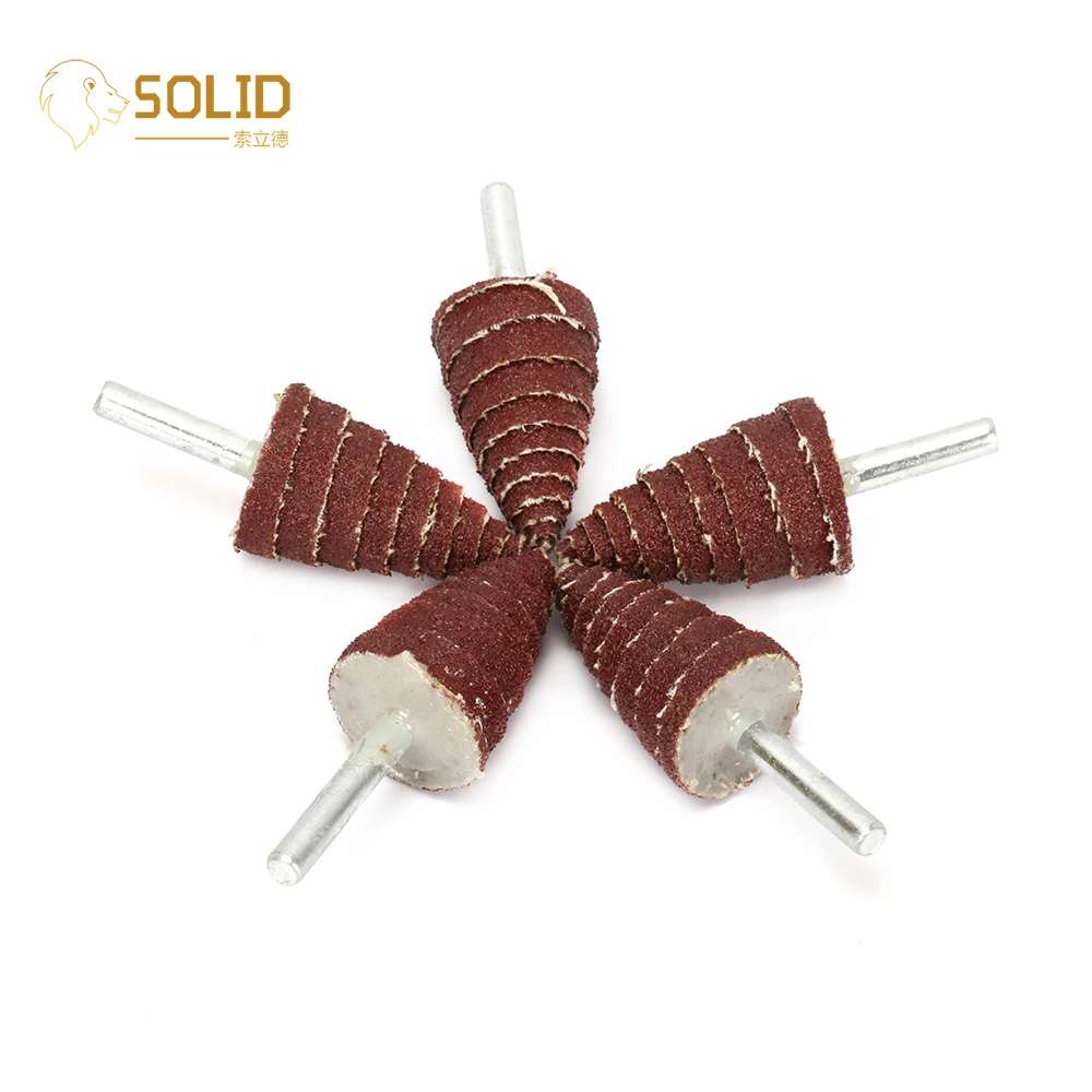 

10Pcs 16/20/25/30mm 80# Cone Shape Mounted Point Grinding Head Sandpaper Flap Sanding Wheel 1/4" Shank Polishing Abrasive Tool