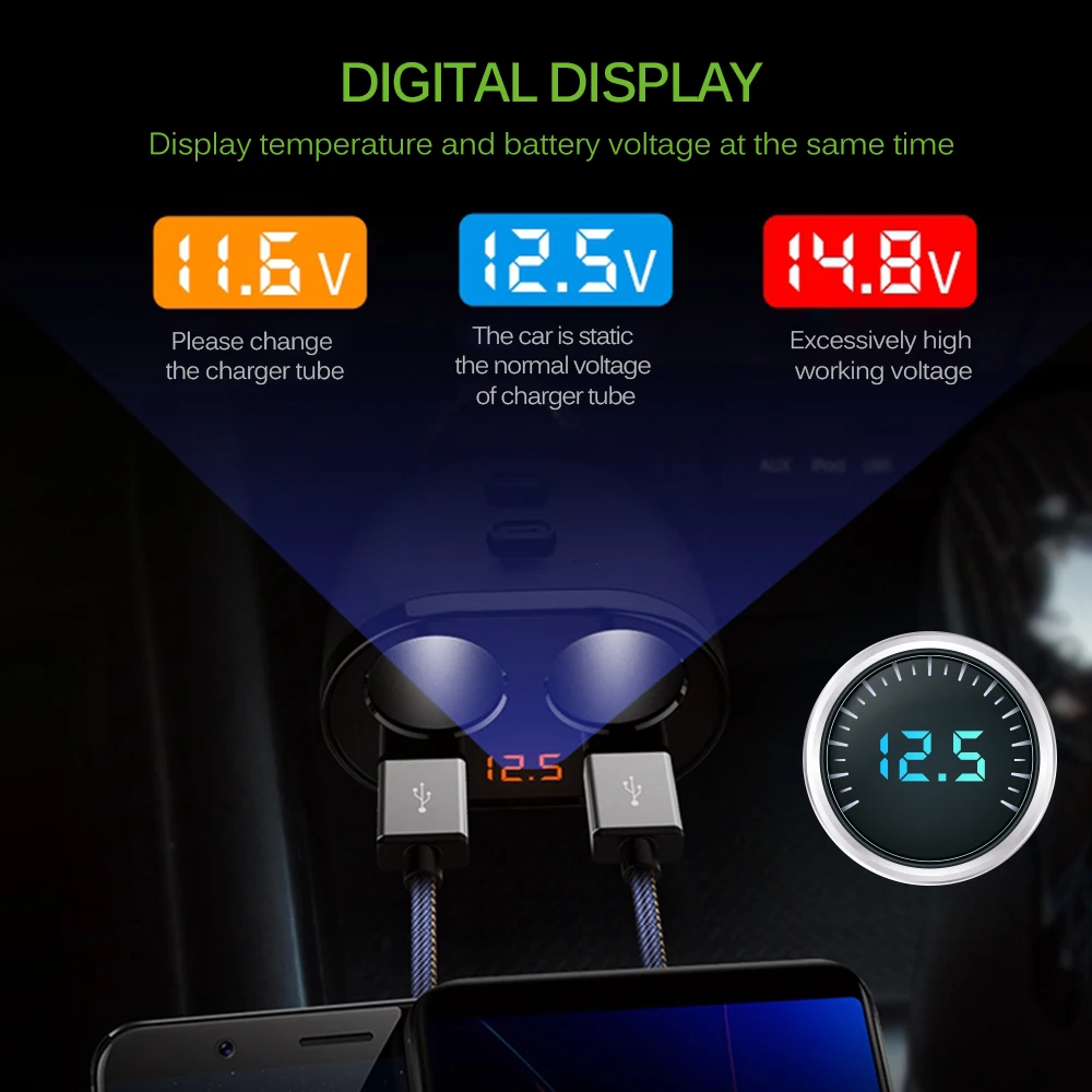 Гнездо для прикуривателя от 1 до 2 80 Вт USB 12 24 В постоянного тока поддержка