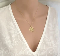 distinctive flower of life alloy clavicle necklace yoga jewelry pendant necklace sacred mandala pattern necklace friend gift