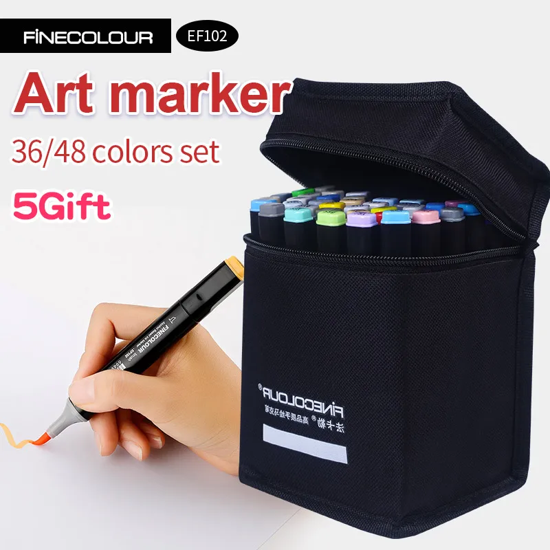 Маркеры на спиртовой основе Finecolour EF102 Двусторонние цветные скетч маркеры 36 48