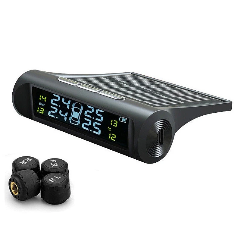 

HLZS-Солнечная энергия автомобиля TPMS беспроводной монитор давления в шинах Система Сигнализации ЖК-дисплей