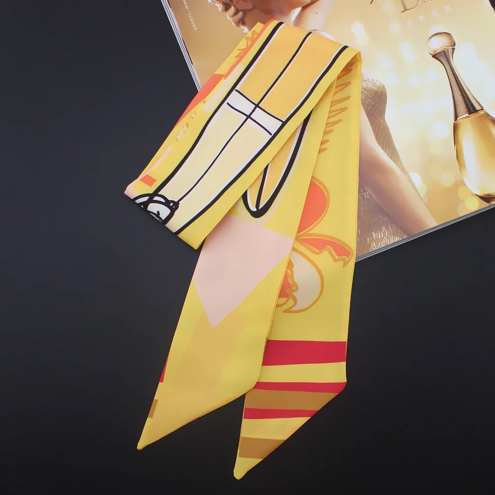 Новинка 2019 дизайнерский Яркий шелковый шарф с принтом и ремешком для часов
