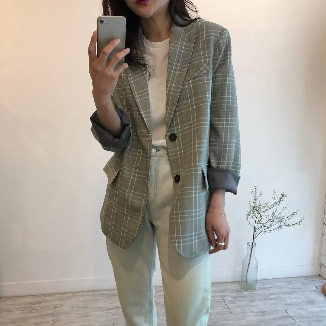 Блейзер Женский свободный на одной кнопке с длинным рукавом 2019|Женские пиджаки| |