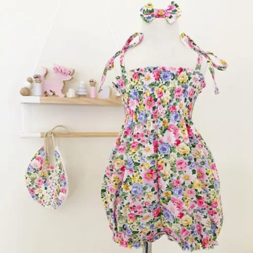 Cute Newborn Floral Romper Lovely Baby Girl Jumpsuit Headwear Outfits Toddler Infant Summer Sunsuit | Детская одежда и обувь
