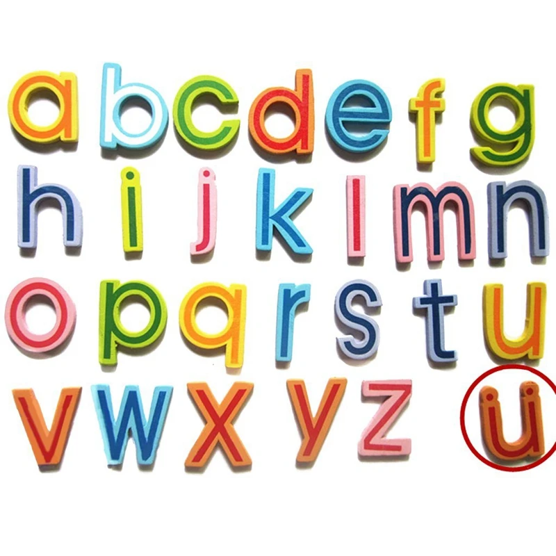 27 Lowercase деревянный магнит для обучения малышей игрушки|Магниты на холодильник| |