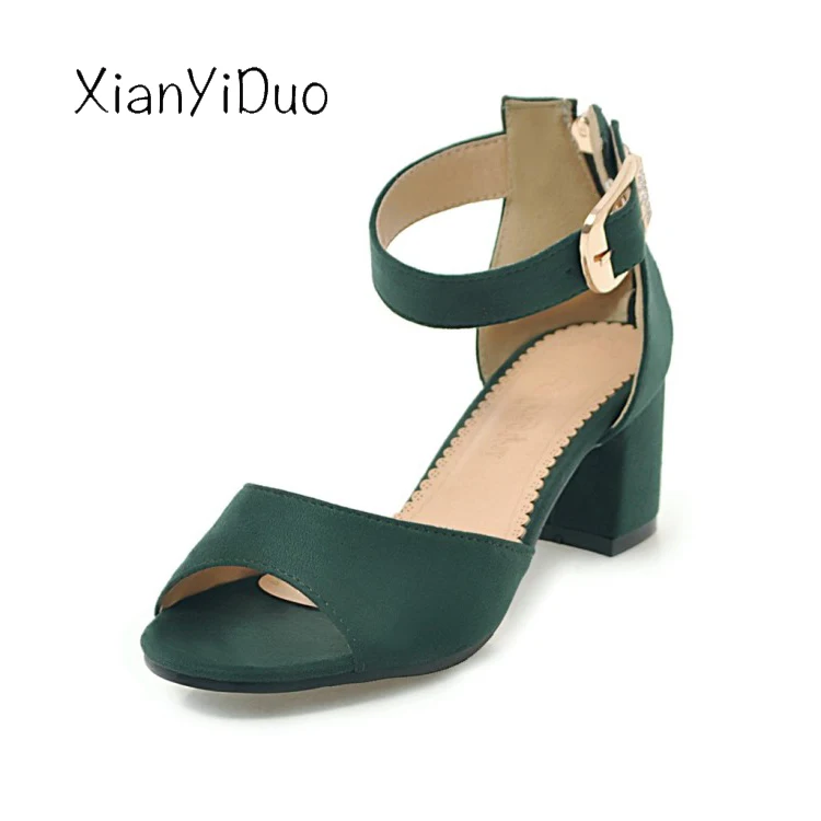 Xianyiduo/Новинка лета 2019 женская обувь с открытым носком на среднем каблуке