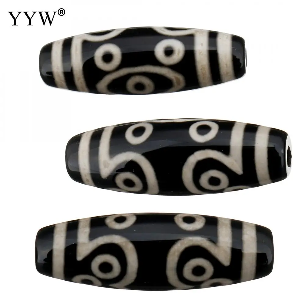 

5pcs/Lot High Quality Natural Tibetan Onyx Dzi Beads Fashion Ten-Eyed More Colors for Choice 30x10x10mm Hole:Approx 2.5mm