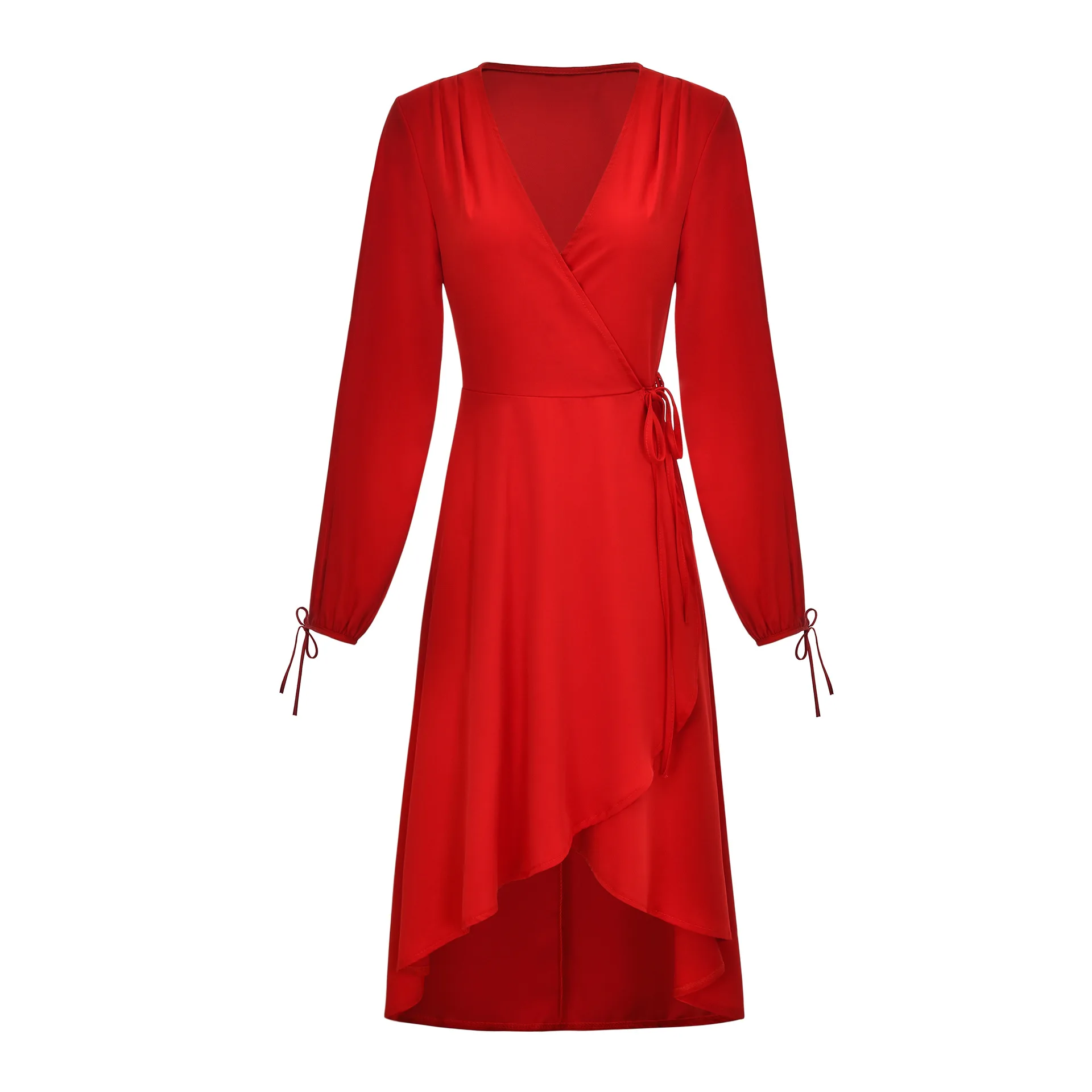 2019 Взрывные модели летнее шифоновое платье с длинными рукавами и v образным