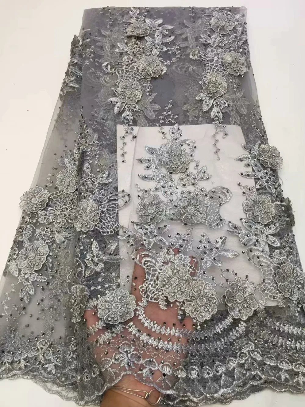 African 3D lace fabric high quality 2018 flowers applique french tulle stones Nigerian mesh net for wedding party | Дом и сад