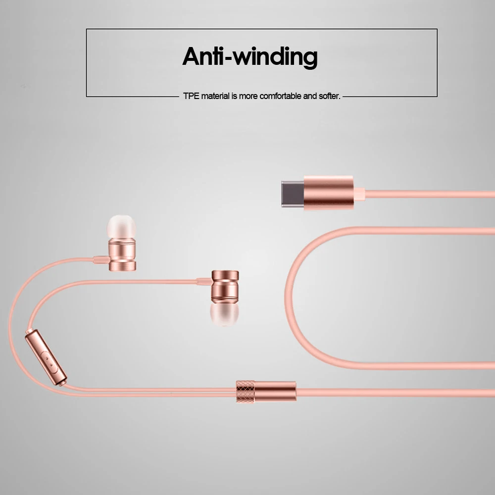 Usb C Проводные металлические наушники в линии управления гарнитура для Xiaomi 6 Note 3 Mix