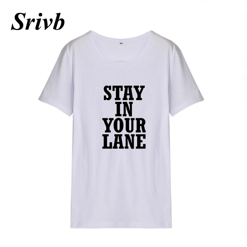 Футболка с надписью Srivb Stay In Your Line Wonem забавные черно белые хлопковые Женские топы