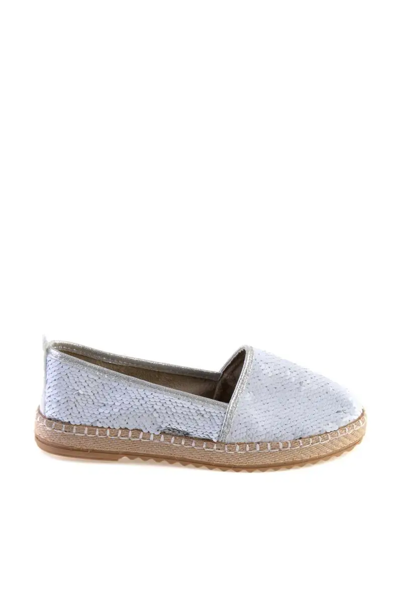 Bambi Белый Серебряный женский Espadril F0365004153|Обувь без каблука| |