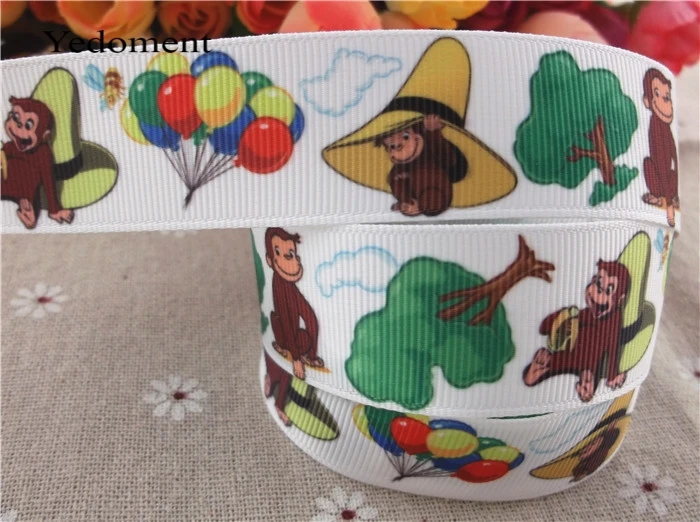 Бант для волос с принтом обезьяны 1 дюйм (25 мм) 10 ярдов|10 yard|printed grosgrain ribbonbow ribbon |