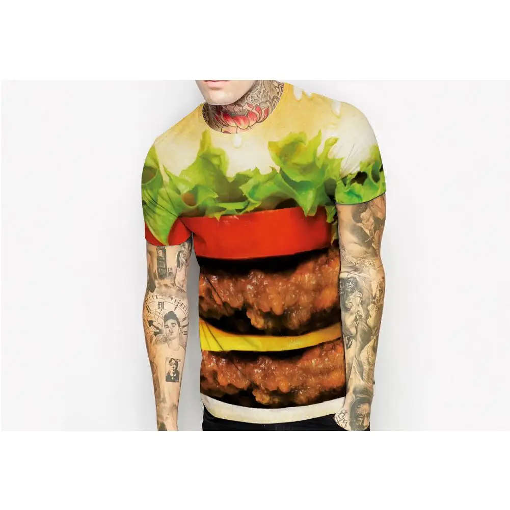 Новый большой Mac Burger 3D Печатный Топ Мужская футболка с коротким рукавом и круглым