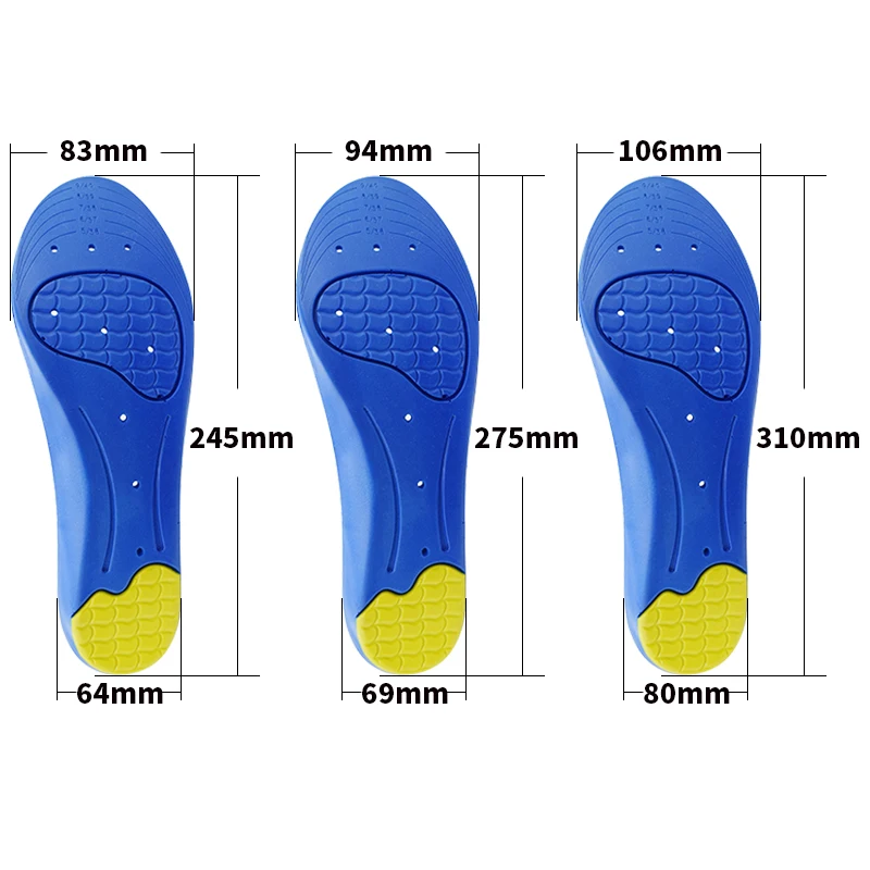 Saudefoot insoles for sneakers orthopedic sport insoles breathable shoe pad absorb with resistance to slip high arch support