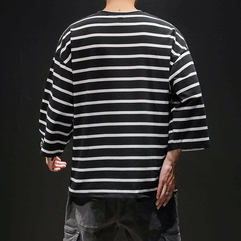 Мужская футболка в полоску летняя повседневная с коротким рукавом|Мужские