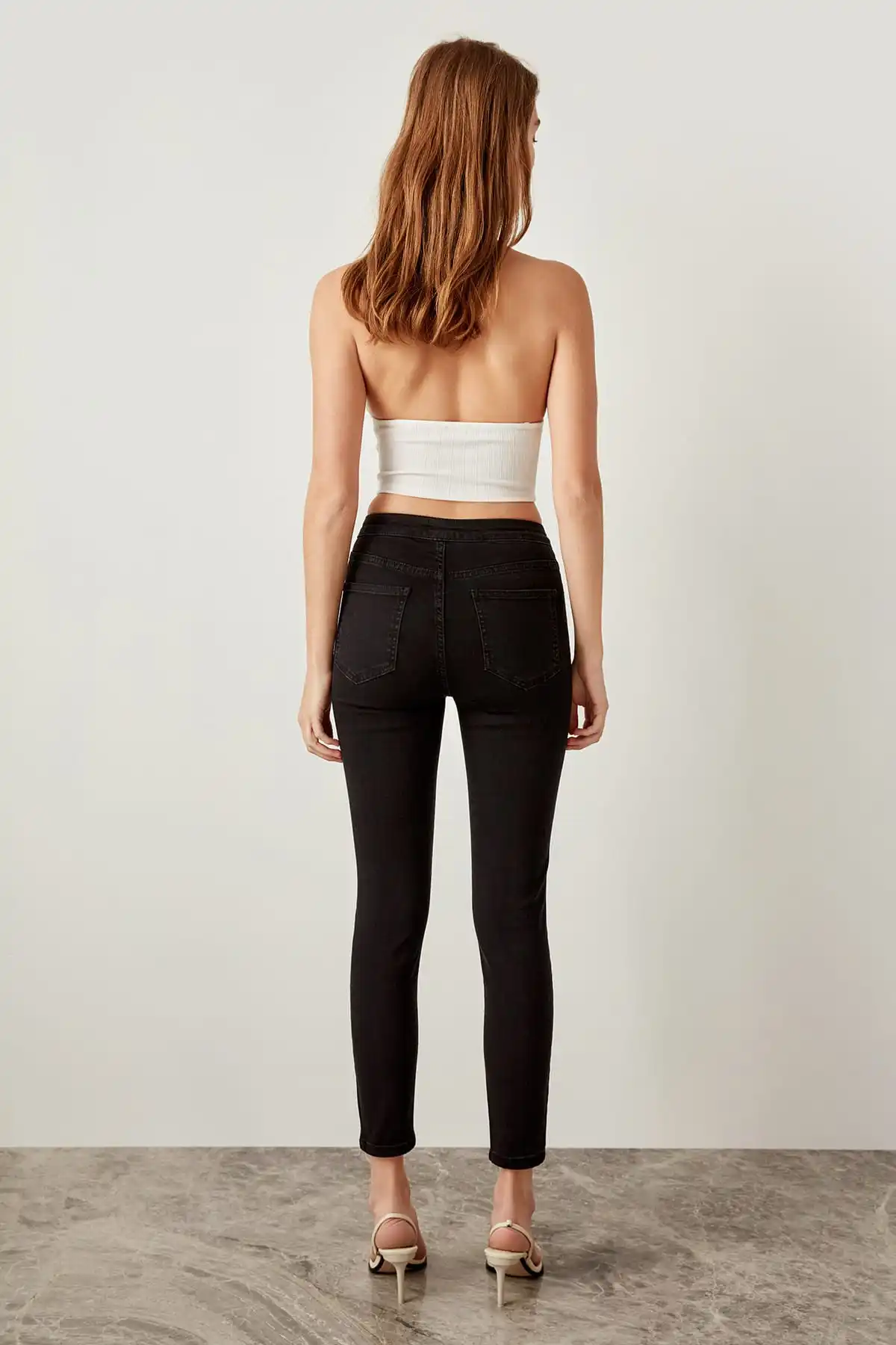 Trendyol/черные джинсы с завышенной талией спереди Jegging TCLSS19LR0045 |
