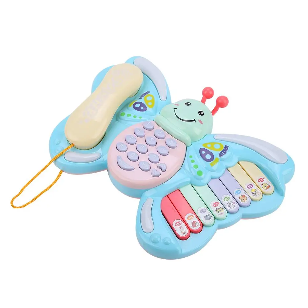 Дети цветной в форме бабочки Имитация телефон Электронная Музыка Клавиатура