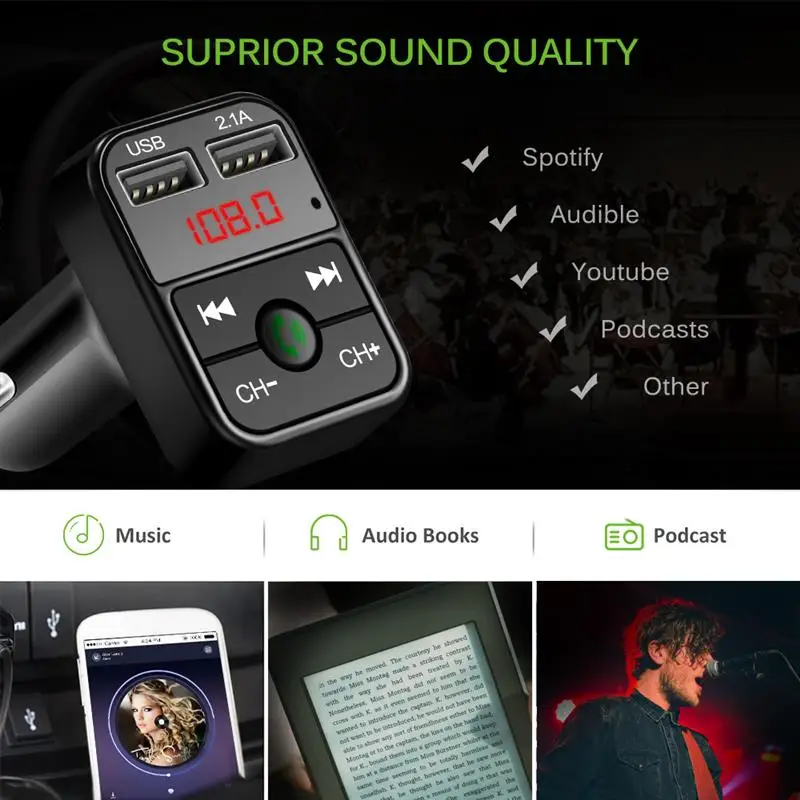 Универсальный fm передатчик Bluetooth Hands Free Call с tf картой u диском беспроводной DC 12 24 В