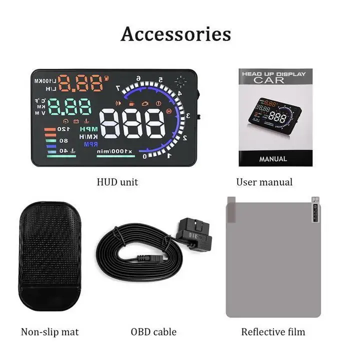 A8 5 дюймов OBD HUD Автомобильный дисплей на лобовом стекле бортовой компьютер hud