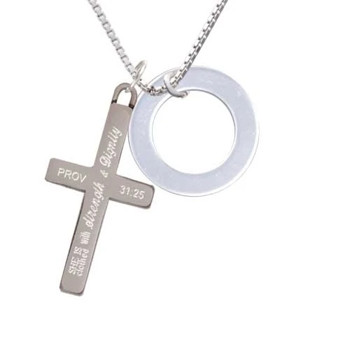 Acrylic 7/8&quot Ring Imitation White Stone - Strength And Dignity Cross Necklace | Украшения и аксессуары