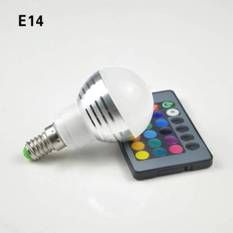 E27 3W RGB Светодиодный светильник с регулируемой яркостью 16 цветов дистанционным
