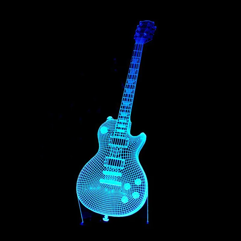 Newest 3D Guitar LED Visual Colorful Usb Press Switch Table Lamp Baby Sleeping Night Light Creative Fashion Music Electric | Лампы и