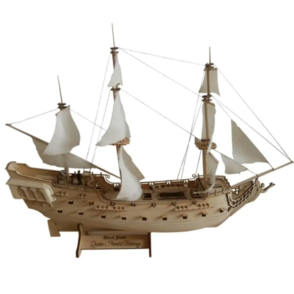 

LeadingStar 1:300 Scale Wooden Assembled Retro Pirates of the Caribbean Black Pearl Sailboat Modeling Toy