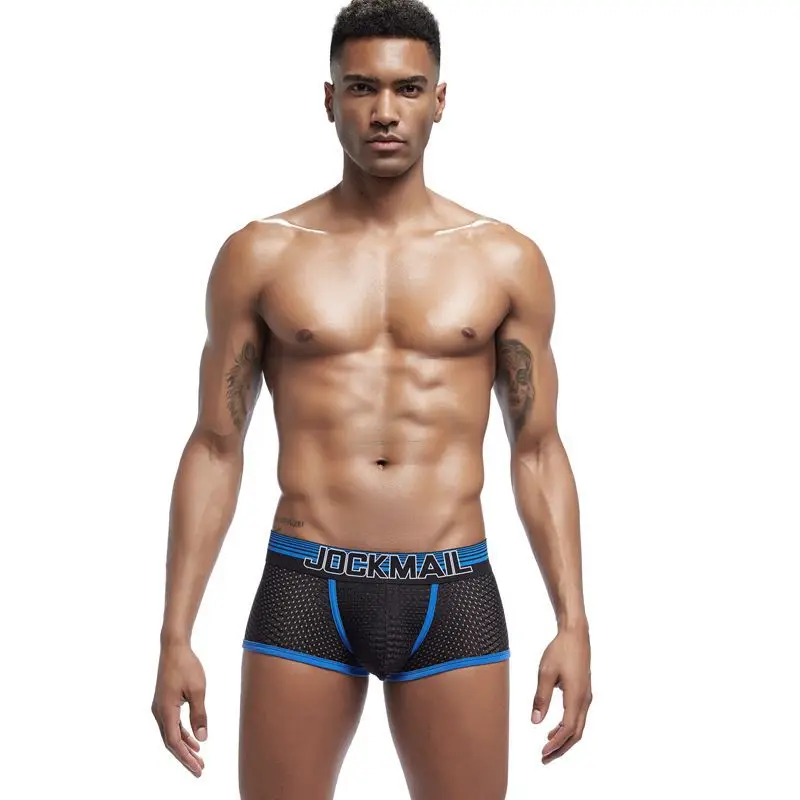 10 шт./лот JOCKMAIL Мужское нижнее белье сетка Qucik сухие сексуальные боксеры для мужчин