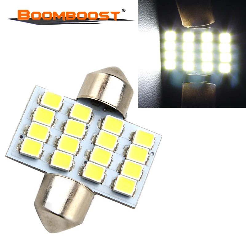 Фото 10 шт., лучшее качество, 12 В, F-estoon 16smd 3528 31 мм 16 smd купольный светильник, светодиодная лампочка для салона автомобиля, купольный светильник s, бел... №2