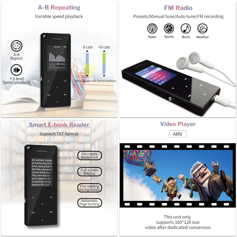 Deelife Bluetooth MP3 плеер Спорт Мини MP 3 музыкальные плееры 8 ГБ с динамиком наушники