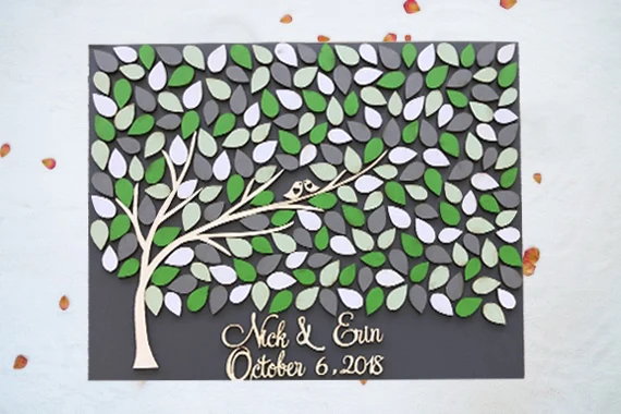 

3D Wedding Guest Book Alternative Love Birds Wood Custom Unique Guest Book Rustic Wedding Gift Guestbook Wooden 3D Tree of life