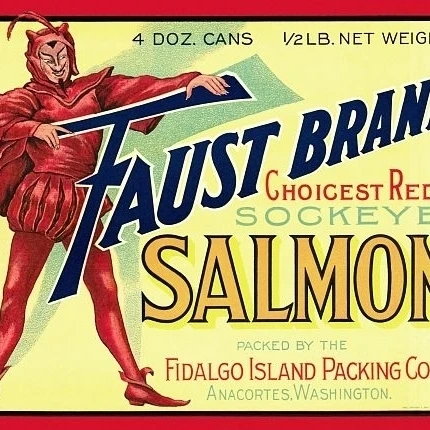 Faust красный Sockeye лосось этикетка плакат печать (36x54)|Таблички и знаки| |
