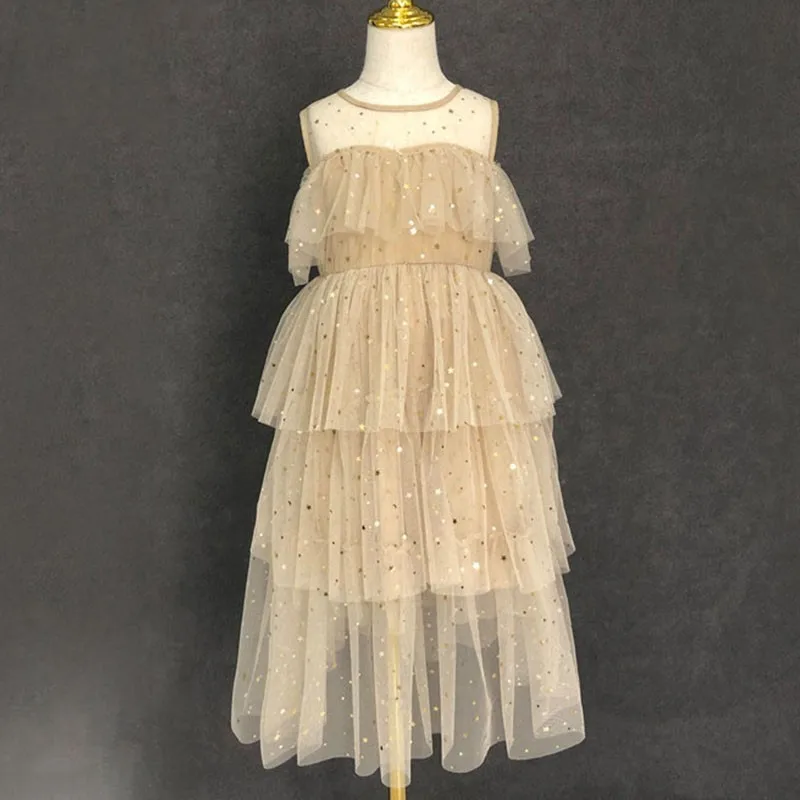 Maxi Long Mesh Dresses For Teenagers Girl White Grey Off Shoulder Girls Dress Teen Summer Spring Kids Clothing 2021 New Arrival | Детская