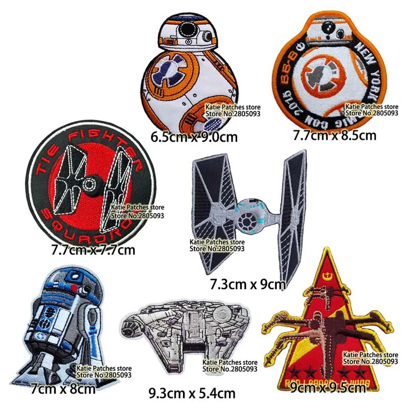 Звездные войны BB8 R2D2 Tie Fighter illerisiony Falcon вышитый Железный На пластыре рюкзак для